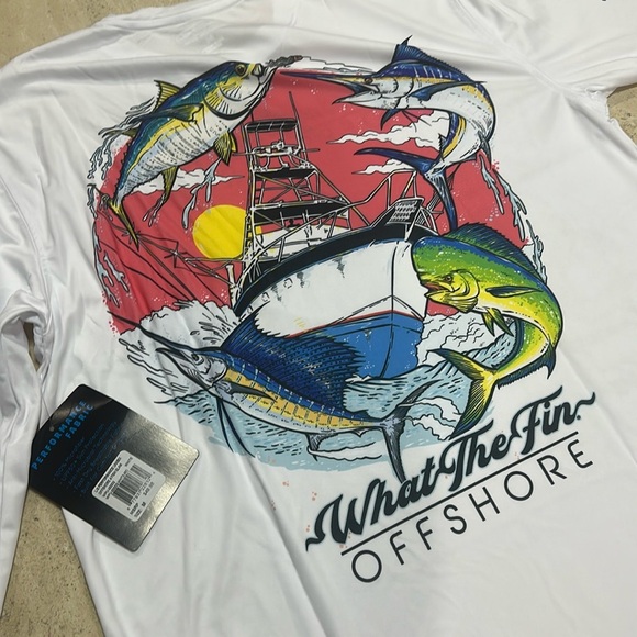 WTF - What The Fin? Long-Sleeve Performance Wicking Shirt - Jolly Fin NWT - Picture 2 of 4